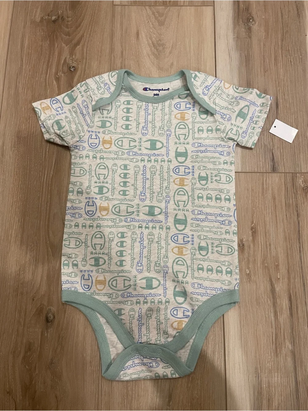 Champion Baby Bodysuit Set in Sage Green, White & Blue